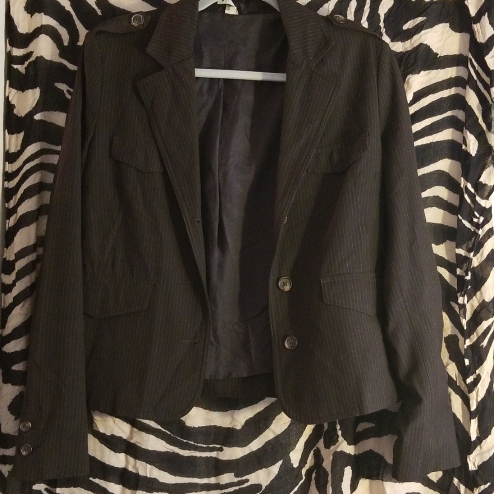Brown Old Navy blazer, military, pin stripes, sz M